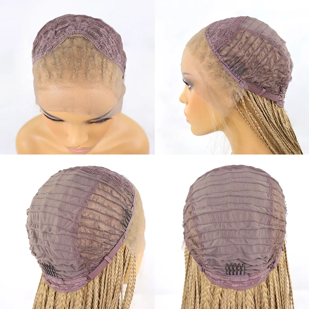 26Inch Rainbrow Box Braided Wig Highlight Knotless 13x3 Lace Front Wig Goddess Box Braid Colored Braided Wig for Women