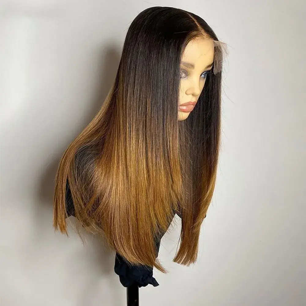 Ombre Blonde 26 inch 180Density Soft Long Silky Straight Lace Front Wig For Women With BabyHair Preplucked Natural Hairline