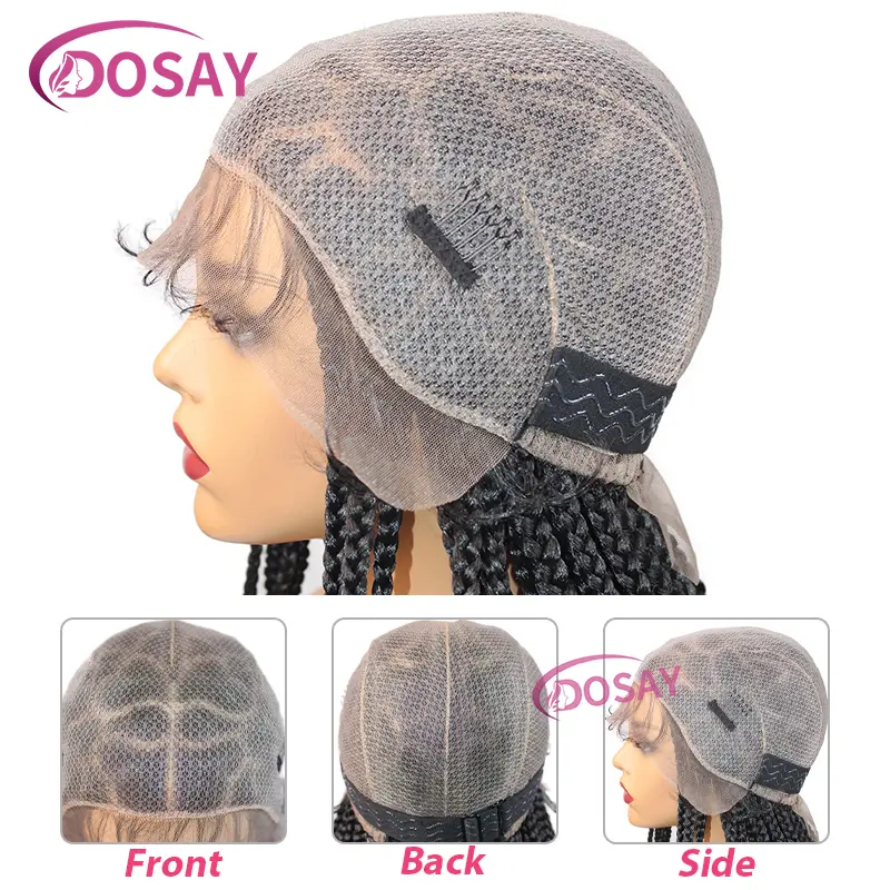 36" Synthetic Full Lace Wigs For Black Women Knotless Box Braided Wigs Double Lace Front Wig Heart and Round Braids Wig