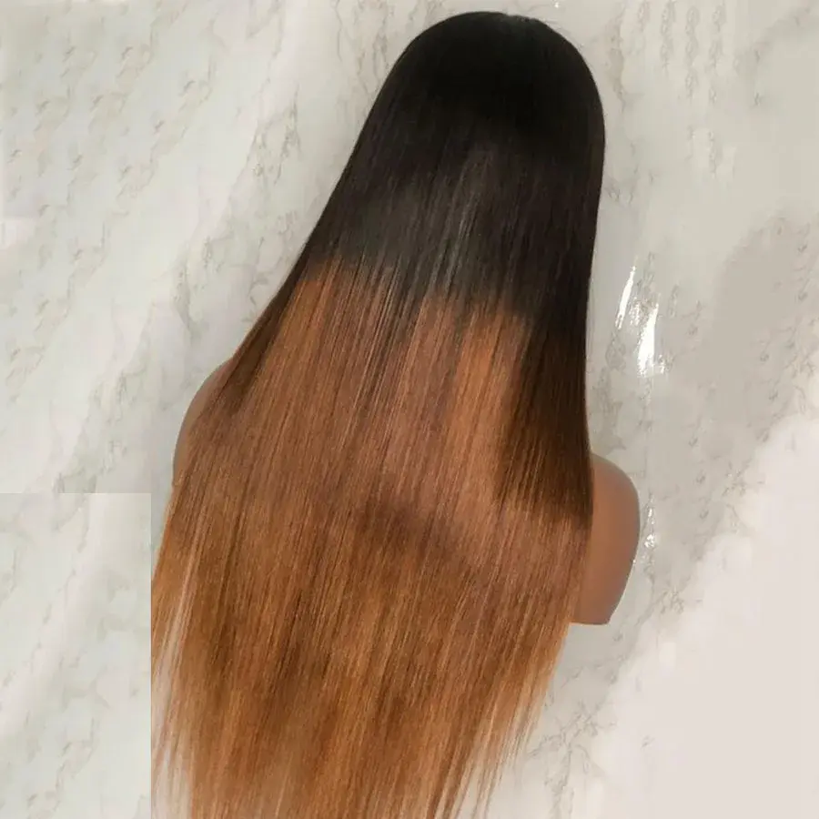 Ombre Blonde Silky Straight 26 inch 180Density Soft Long Lace Front Wig For Women With BabyHair Preplucked Natural Hairline