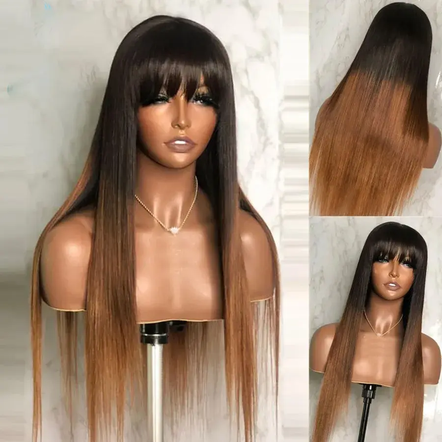 Ombre Blonde Silky Straight 26 inch 180Density Soft Long Lace Front Wig For Women With BabyHair Preplucked Natural Hairline