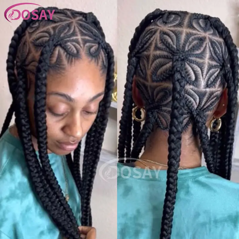 36" Butterfly Shaped Braided Wigs Synthetic Full Lace Frontal Braided Wigs For Black Women Hd Lace Front Wig African Braided Wig