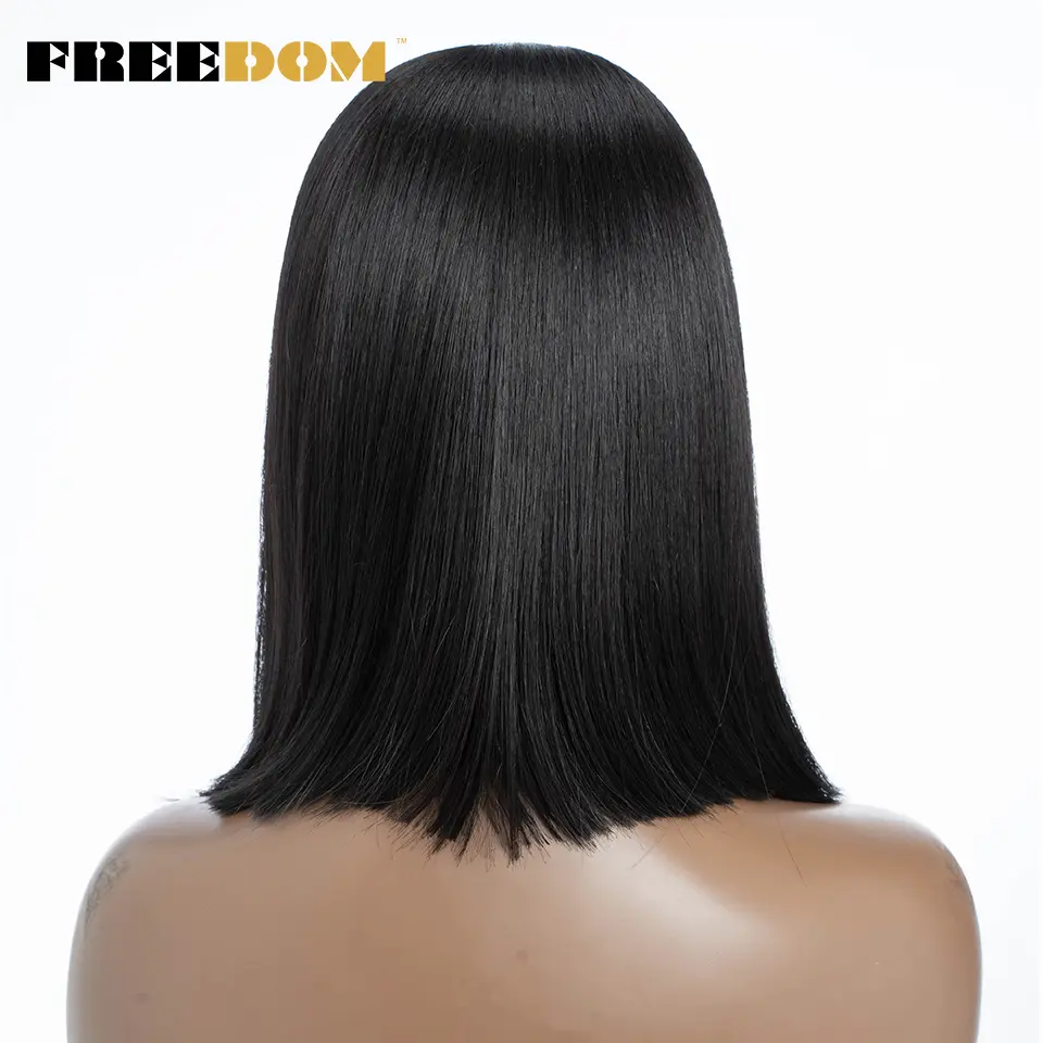 FREEDOM 13X7 Synthetic Lace Front Wigs For Black Women Straight Long Bob Lace Wigs Ombre Pink Blue Cosplay Wigs Heat Resistant