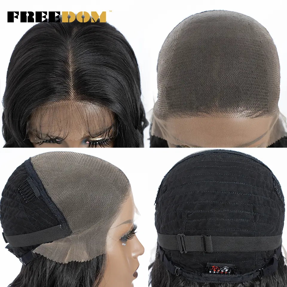 FREEDOM 13X7 Synthetic Lace Front Wigs For Black Women Straight Long Bob Lace Wigs Ombre Pink Blue Cosplay Wigs Heat Resistant