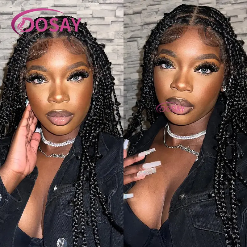 36Inches Synthetic Knotless Box Braided Wigs With Baby Hair Cornrow Butterfly Braids Lace Wigs For Black Women Braid Africa Wigs