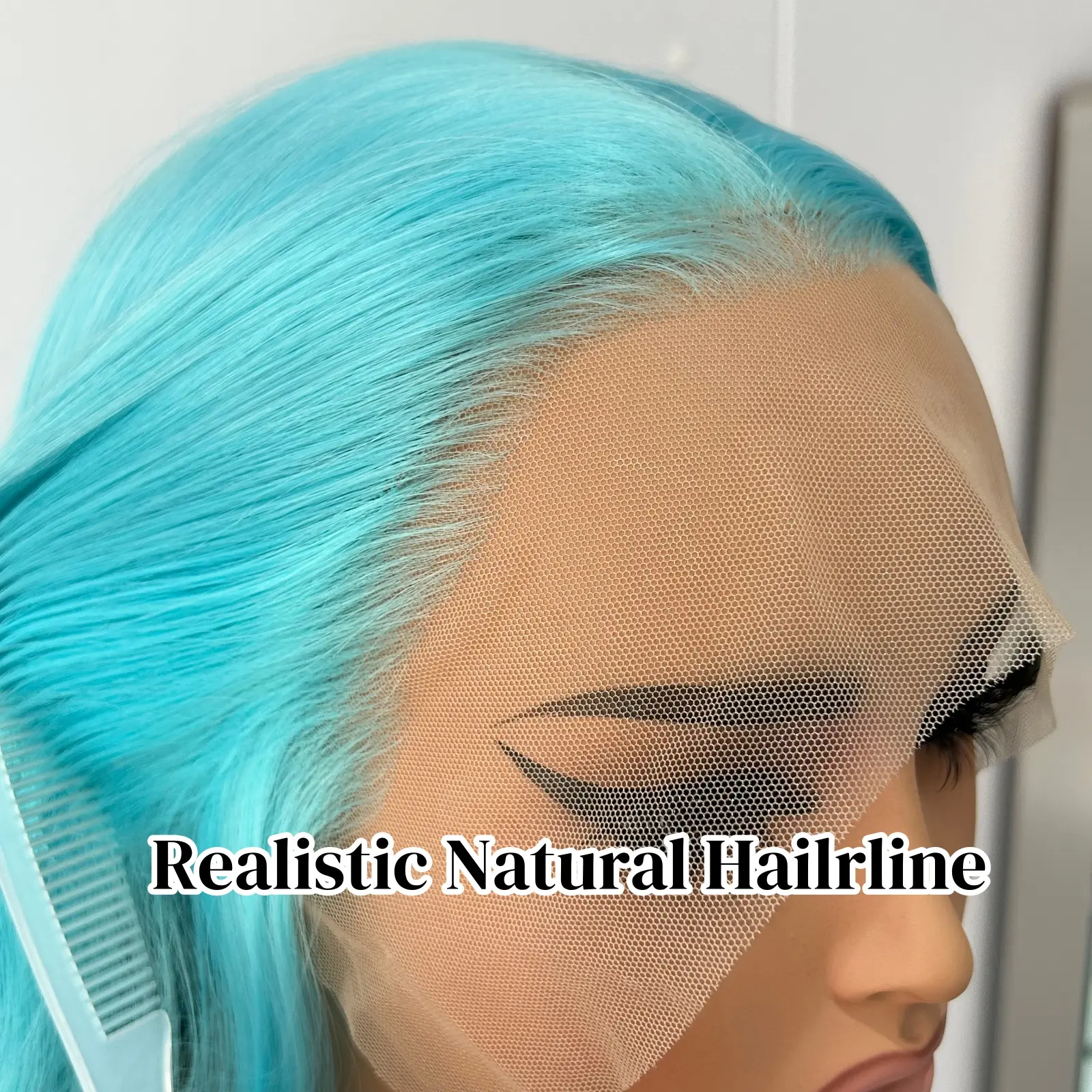 Long Body Wave Ombre Blue Wig Synthetic Pre Plucked Hairline Light Blue Curly Wavy Highlight Gradient Colored Wigs for Women