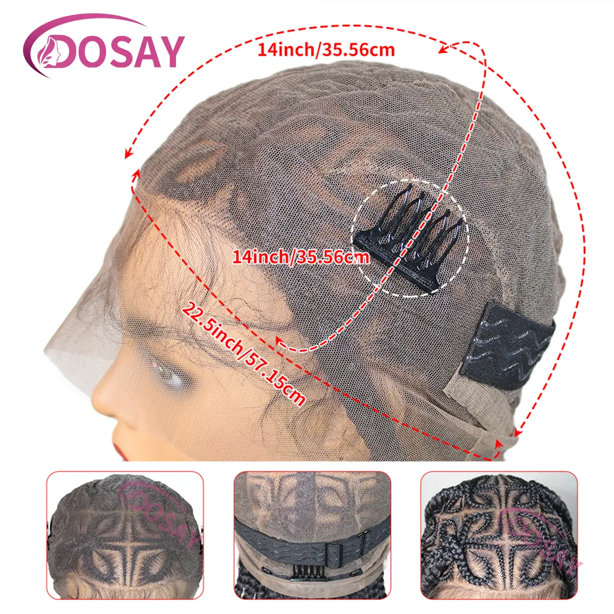 36 Inches Synthetic Full Lace Cornrow Braided Wig for Women Knotless Braided Design for Daily Use