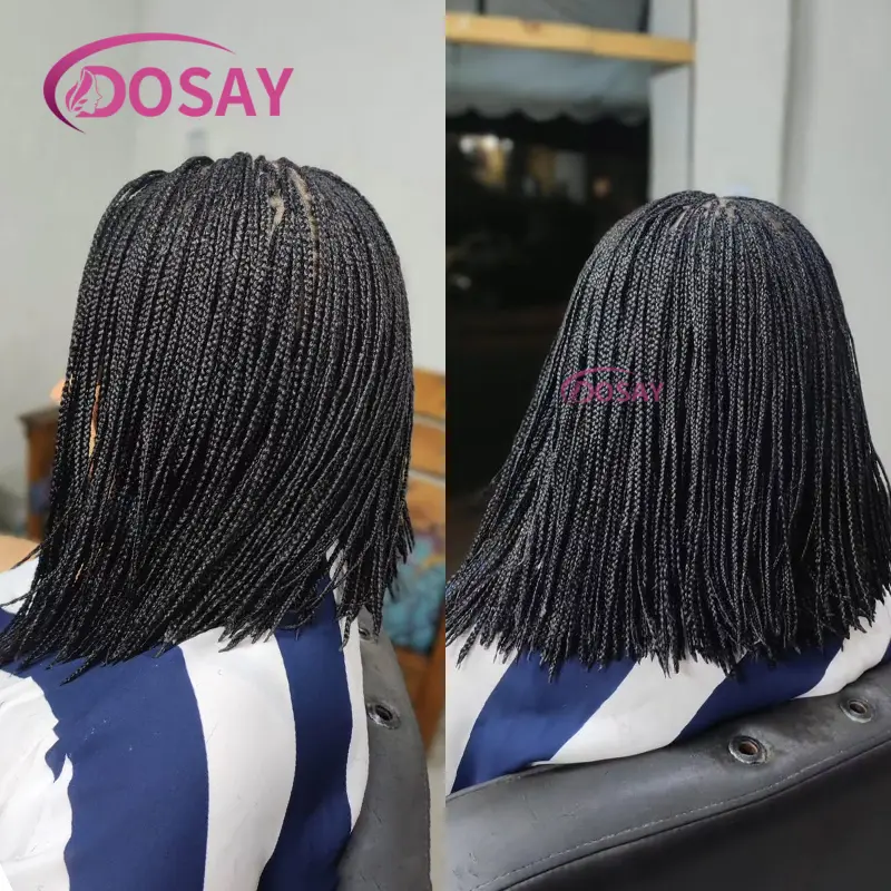Micro Braided Wigs for Black Women  6X6 Lace Front Short Bob Braid Synthetic Knotless Lace Frontal Box Braid Wig With Baby Hair