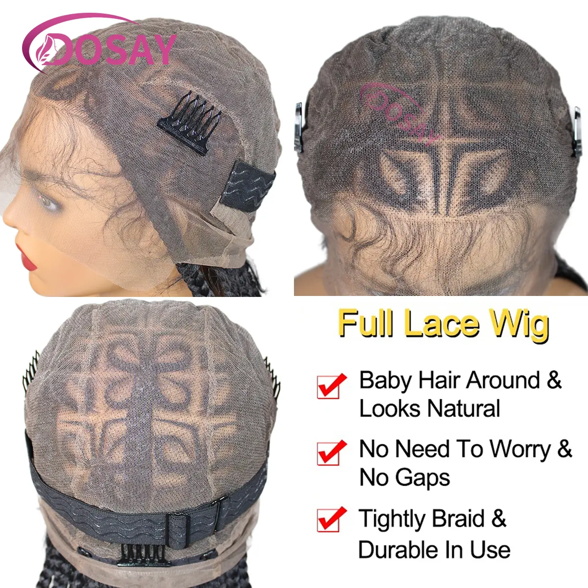 36 Inches Synthetic Full Lace Cornrow Braided Wig for Women Knotless Braided Design for Daily Use