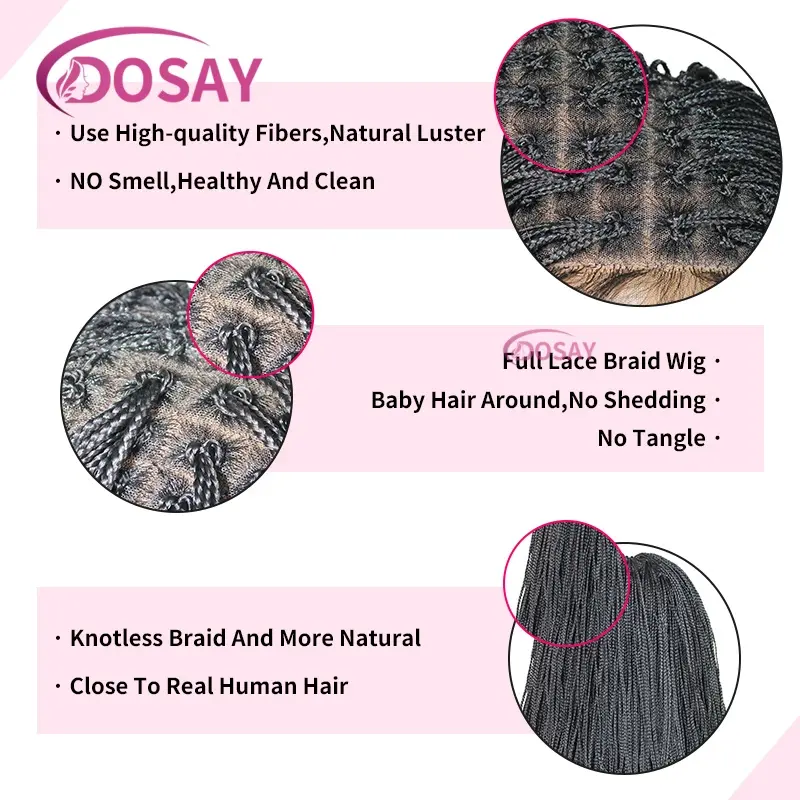 Micro Braided Wigs for Black Women  6X6 Lace Front Short Bob Braid Synthetic Knotless Lace Frontal Box Braid Wig With Baby Hair