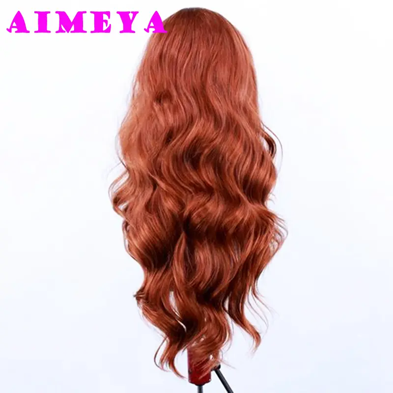 AIMEYA Synthetic Ginger Orange Body Wave Wigs Free Part Lace Front Wigs for Women Natural Looking Daily Wear Costume Party Wig