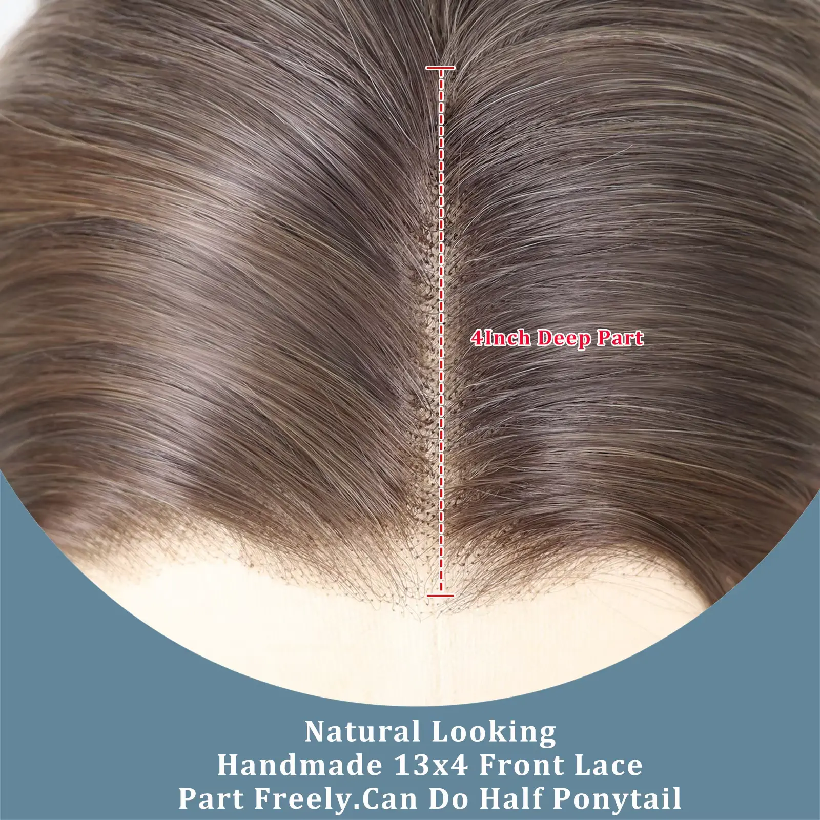 Natural Wave Ombre Ash Brown Highlight Synthetic Lace Front Wigs For Women 13x4 Brown Wavy Wig Natural Hairline Daily Use 150%