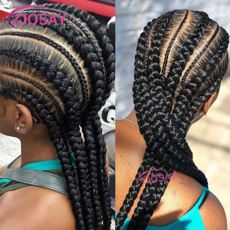36" Full Lace Frontal Wigs Synthetic Jumbo Braided Wigs For Black Women Box Braided Lace Front Wig Faux Locs Wig Braids Wigs