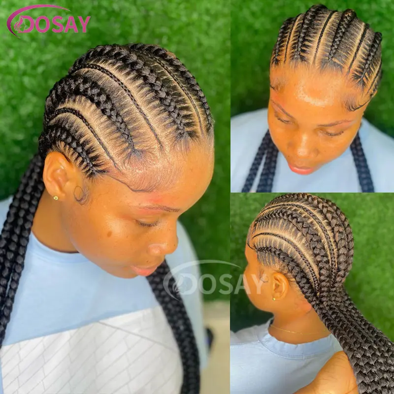 36" Full Lace Frontal Wigs Synthetic Jumbo Braided Wigs For Black Women Box Braided Lace Front Wig Faux Locs Wig Braids Wigs