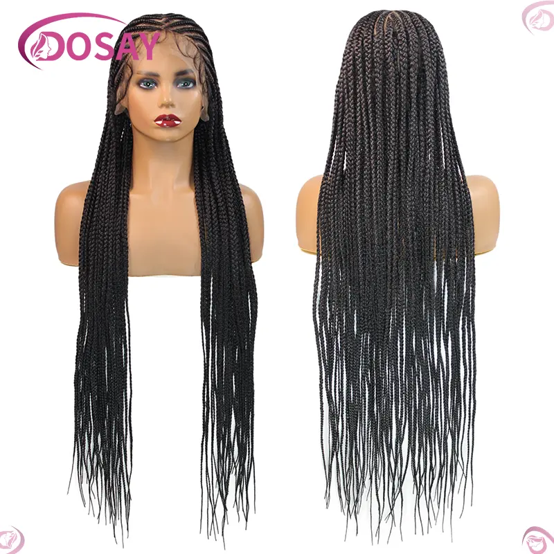 Synthetic Tribal Braided Wigs For Black Women 36" Full Lace Front Wig Braid African Hair Cornrow Braids Lace Wigs Braided Wigs