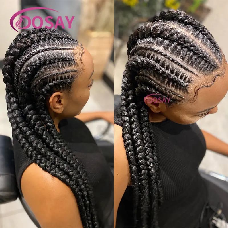 36"Cornrow Braid Lace Wigs Synthetic Lace Front Braided Wigs for Black Women Knotless Box Braids Wig Braide African Hair