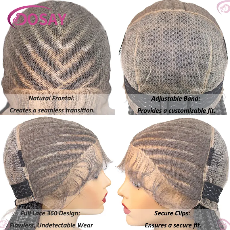 Synthetic Tribal Braided Wigs For Black Women 36" Full Lace Front Wig Braid African Hair Cornrow Braids Lace Wigs Braided Wigs
