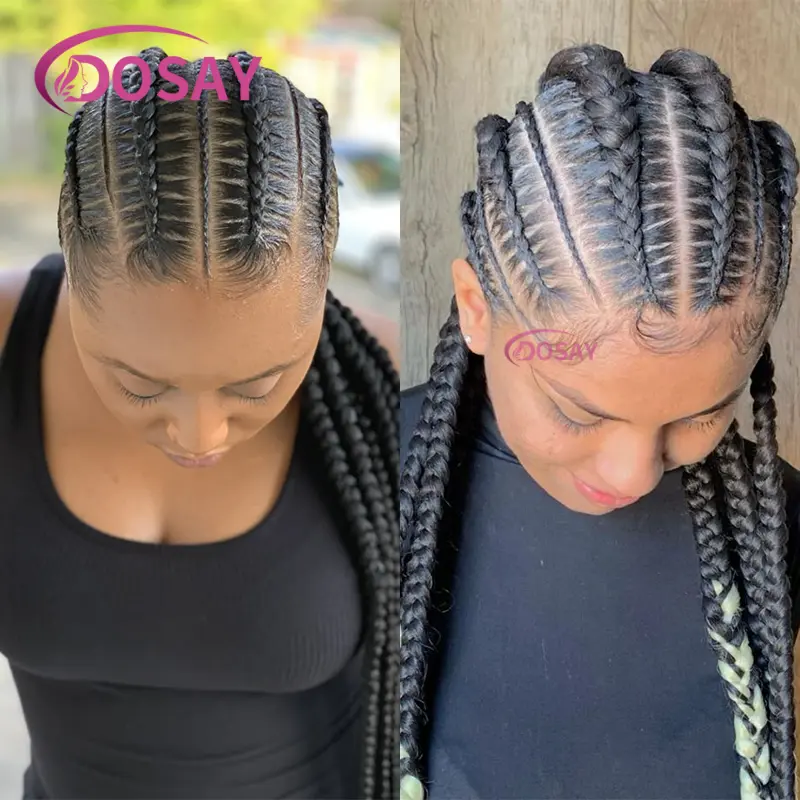 36"Cornrow Braid Lace Wigs Synthetic Lace Front Braided Wigs for Black Women Knotless Box Braids Wig Braide African Hair