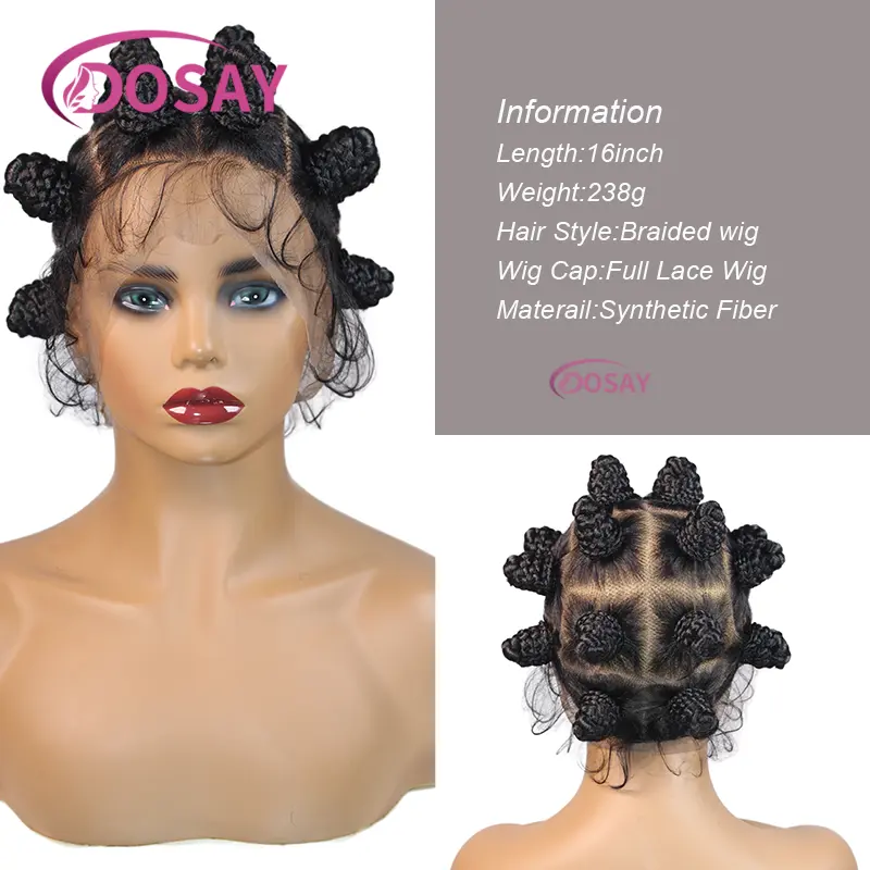 Synthetic Full Lace Bantu Knots Braided Wigs Lace Front Braid Wigs With Baby Hair African Braiding Hair Natural Lace Wig On Sale