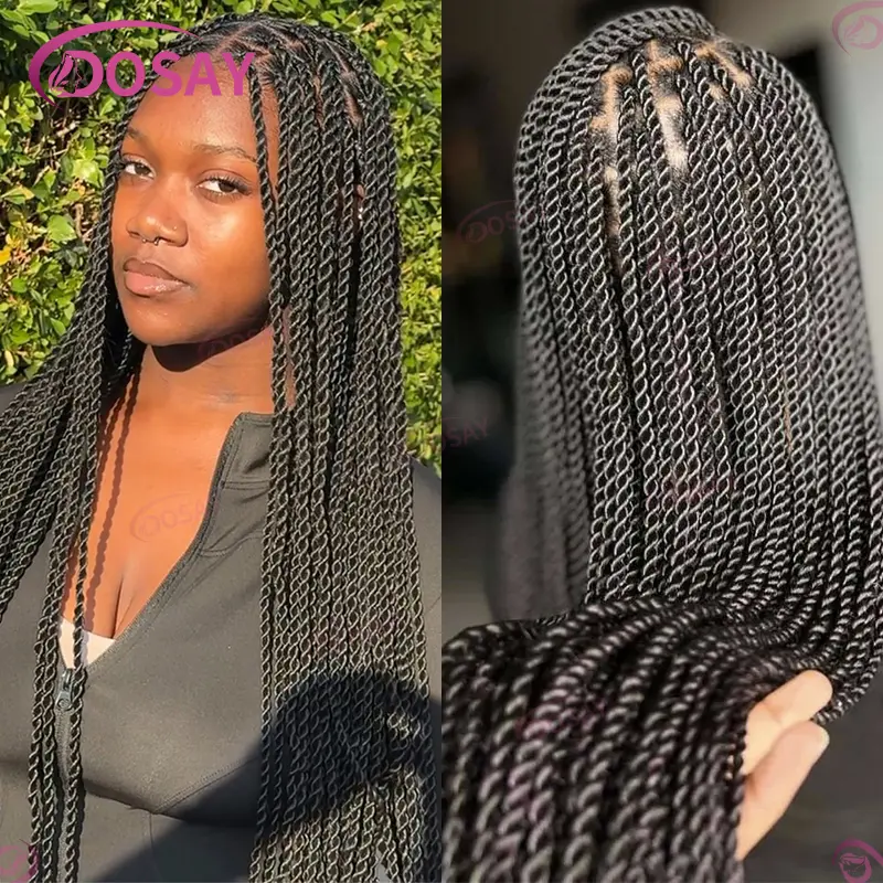 40" Twist Braided Wigs For Black Women Synthetic Full Lace Knotless Box Braids Hair Wig Lace Front Wigs Cheap Braided Wigs