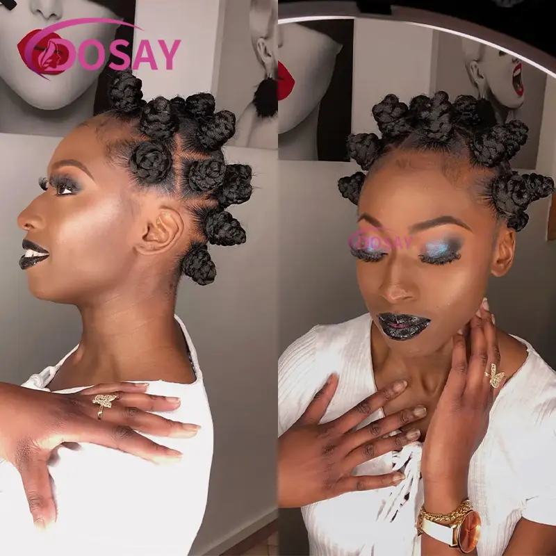 Synthetic Bantu Knots Braided Wigs for Black Women 16inches Knotless Box Braided Wig Full Lace Wigs with Baby hair HD Lace Wigs