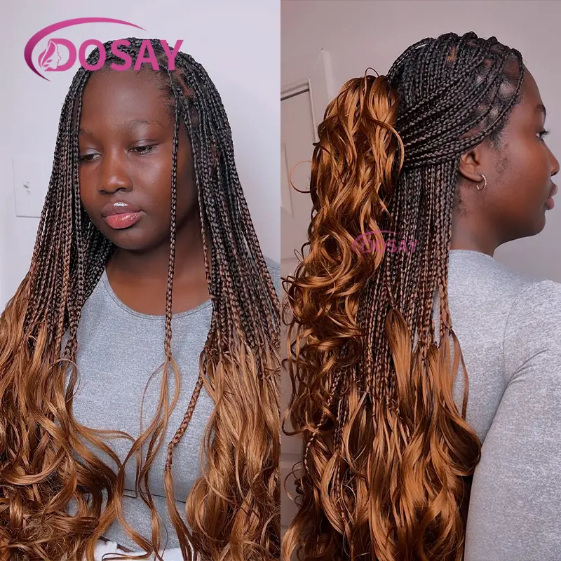 28" Blonde French Curls Synthetic Cornrow Braided Lace Wigs For Black Women Knotless Box Braiding Hair Full Lace Braided Wigs