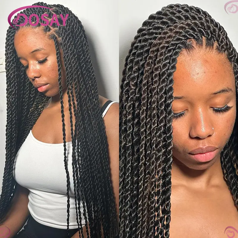 40" Twist Braided Wigs For Black Women Synthetic Full Lace Knotless Box Braids Hair Wig Lace Front Wigs Cheap Braided Wigs
