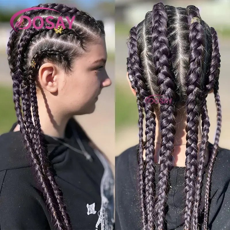 Synthetic Full Lace Braided Wigs For Black Women Jumbo Knotless Box Braid Lace Wigs Cornrow Braiding Hair African Hair On Sale