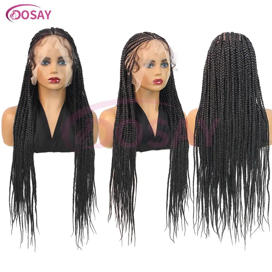 Fulani Cornrow Braided Wigs Synthetic Full Lace Wig Goddess Braids African With Baby Hair 32'' Knotless Braided Lace Front Wigs