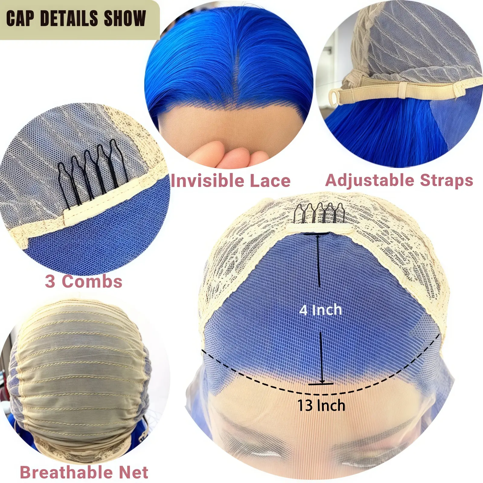 Royal Blue Long Curly Wavy Wigs for Women Synthetic Free Part Loose Deep Wave Natural Hair Heat Resistant Fiber Wigs for Women