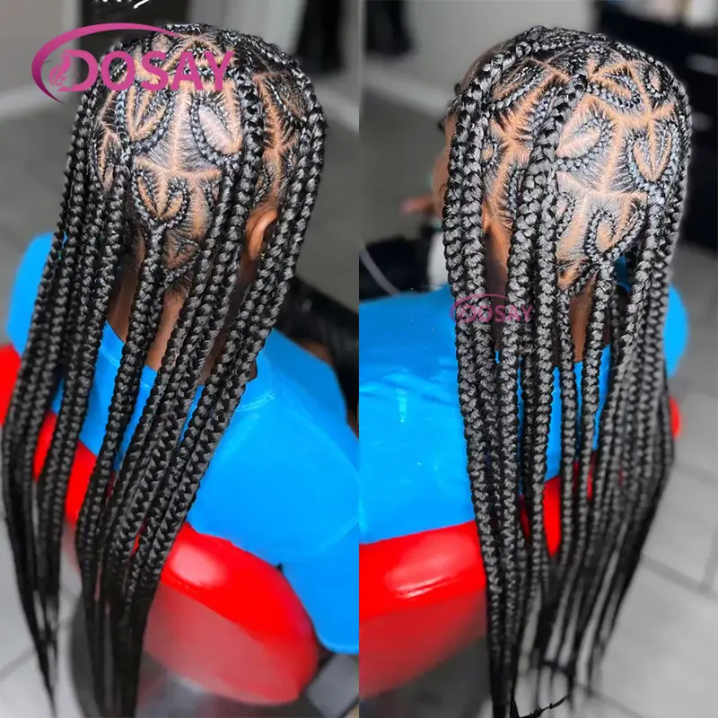 36" Knotless Heart Box Braided Wigs For Black Women Synthetic Full Lace Front Braids Wigs Black Braiding Hair On Clearance Sale