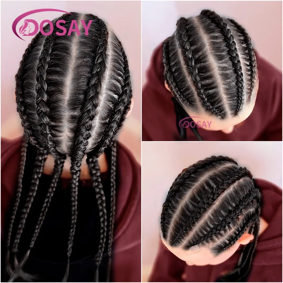 Synthetic Full Lace Braided Wigs For Black Women Jumbo Knotless Box Braid Lace Wigs Cornrow Braiding Hair African Hair On Sale