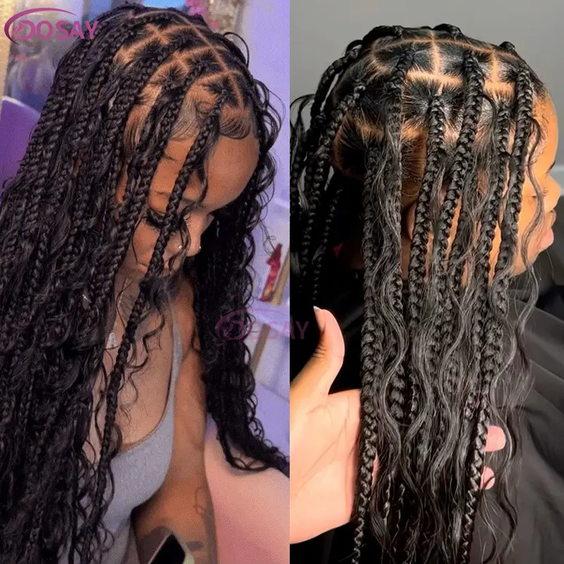 36Inch Synthetic Long Bohemian Braided Wigs Boho Box Braid Wigs for Black Women Twisted Braids Full Lace Braided Wigs