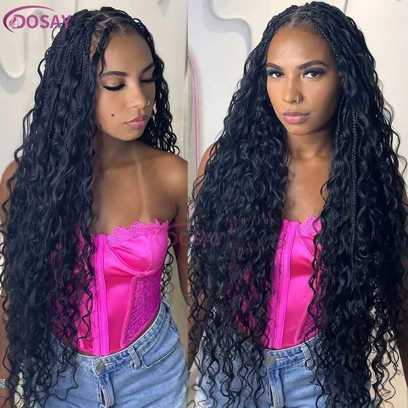 36Inch Synthetic Long Bohemian Braided Wigs Boho Box Braid Wigs for Black Women Twisted Braids Full Lace Braided Wigs