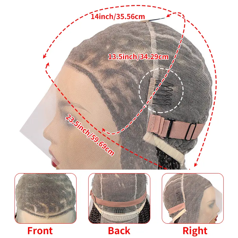 28" French Curls Braiding Hair Synthetic Braided Wigs For Black Women Curly Wigs Full Lace Wig Braid African Box Braids Hair Wig
