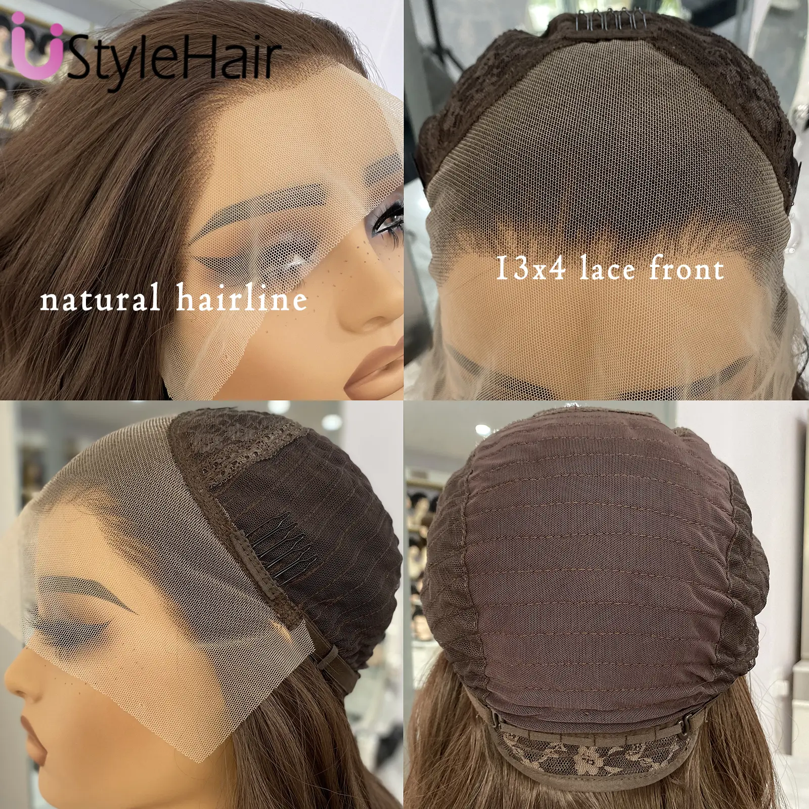 UStyleHair Brown Lace Front Wig Natural Looking 26 Inches Long Body Wave Wig Heat Resistant Synthetic Hair Daily Use Cosplay Wig