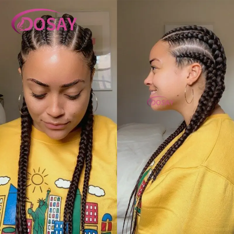 Synthetic Lace Front Wig Braided Wigs For Black Women 20 Inches Cornrow Braids Lace Wigs With Baby Hair Synthetic Crochet Braids
