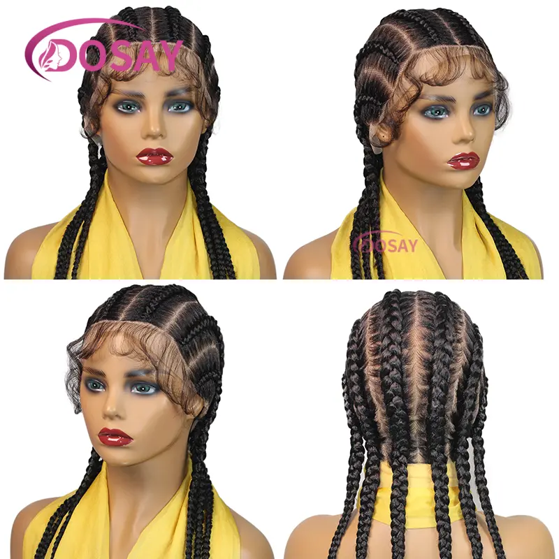 Synthetic Lace Front Wig Braided Wigs For Black Women 20 Inches Cornrow Braids Lace Wigs With Baby Hair Synthetic Crochet Braids