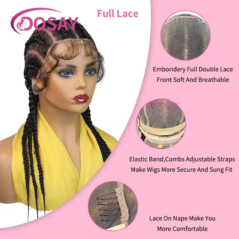 Synthetic Lace Front Wig Braided Wigs For Black Women 20 Inches Cornrow Braids Lace Wigs With Baby Hair Synthetic Crochet Braids