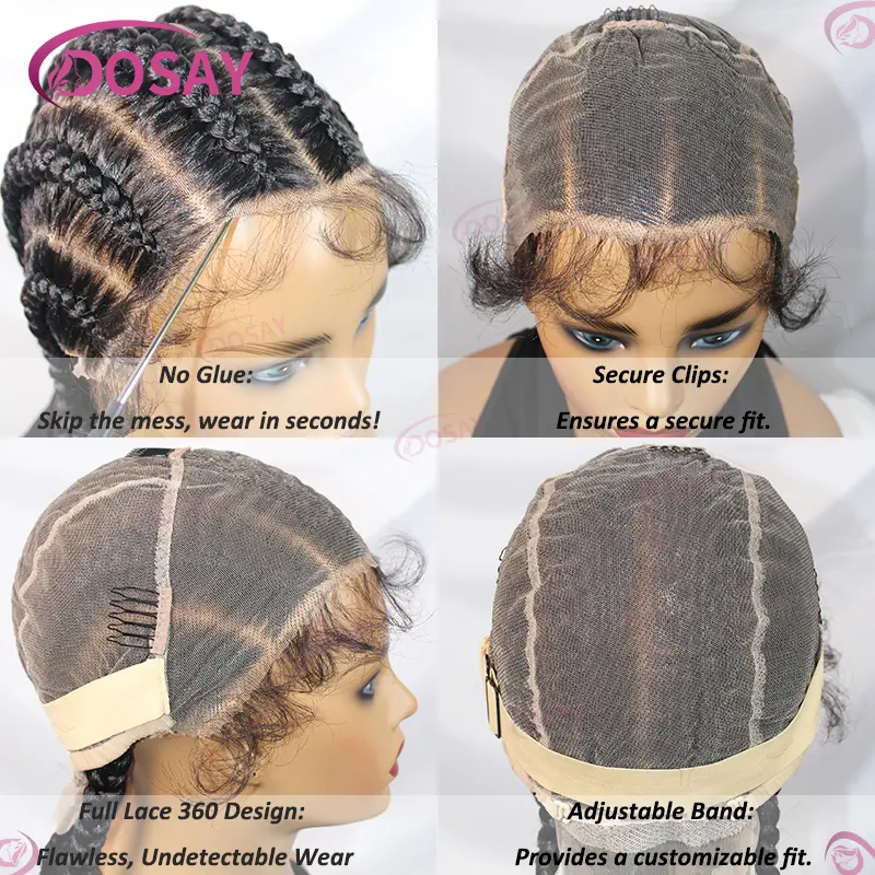 Braided Wigs Glueless Synthetic Full Lace Front Wig Braid African Knotless Box Braids 20" Female Wigs For Women Braided Wigs