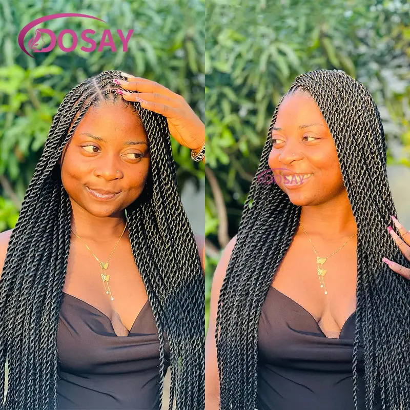 Synthetic Twist Full Lace Braided Wigs For Black Women Goddess Faux Locs Braid Wig Knotless Box Lace Front Wig African Braid Wig