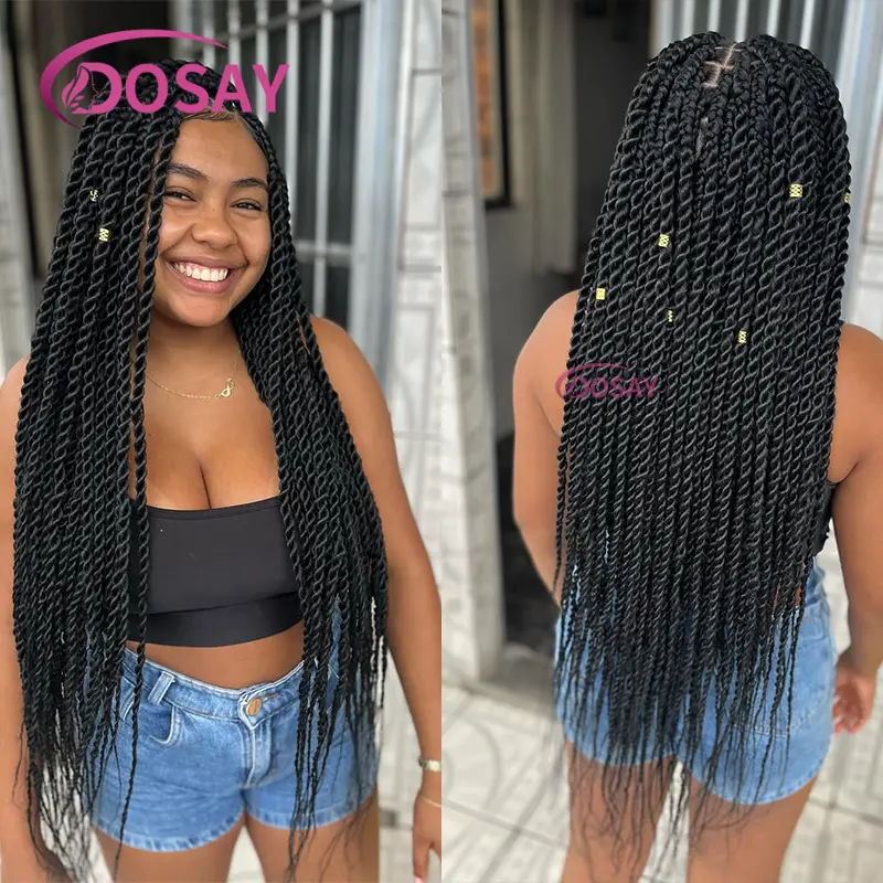 Synthetic Senegalese Twist Braided Wigs for Black Women Full Lace Frontal Wigs Knotless Box Braid Wig Braids Faux Locs Wigs