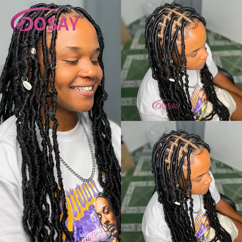 Long 40" Synthetic Braids Lace Wigs Dreadlock Locs Braided Wigs for Black Women Knotless Box Wigs Full Lace Front Wig African