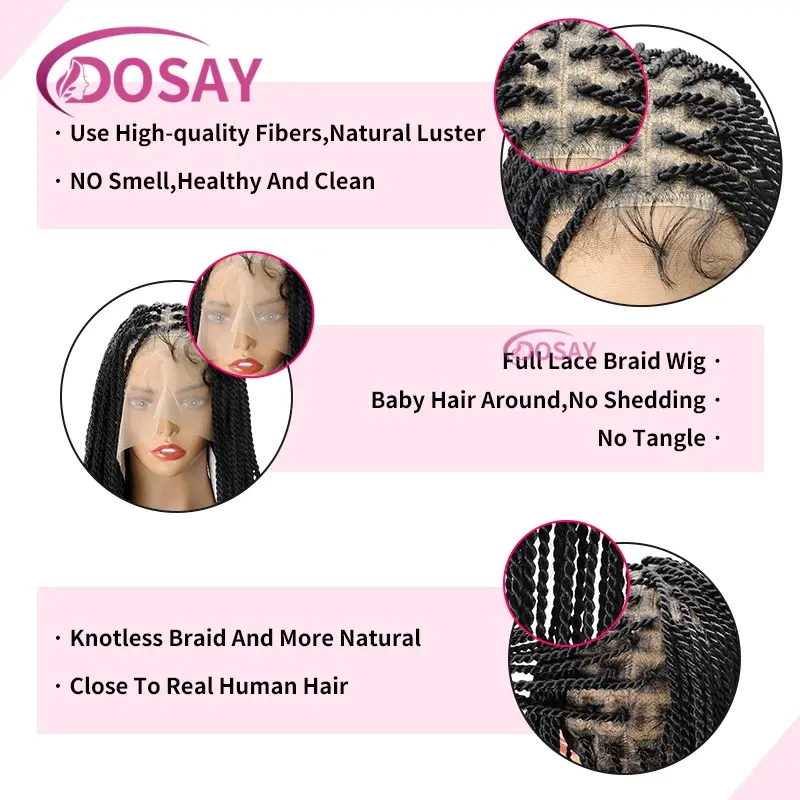 Synthetic Senegalese Twist Braided Wigs for Black Women Full Lace Frontal Wigs Knotless Box Braid Wig Braids Faux Locs Wigs
