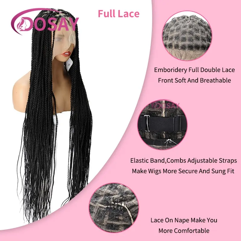 Synthetic Senegalese Twist Braided Wigs for Black Women Full Lace Frontal Wigs Knotless Box Braid Wig Braids Faux Locs Wigs