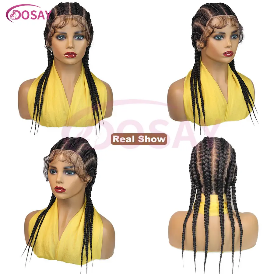 Cornrow Braided Wigs Synthetic Full Lace Short Braided Wigs For Women Girls Tribal Lace Frontal Braided Lace Wig With Baby Hair