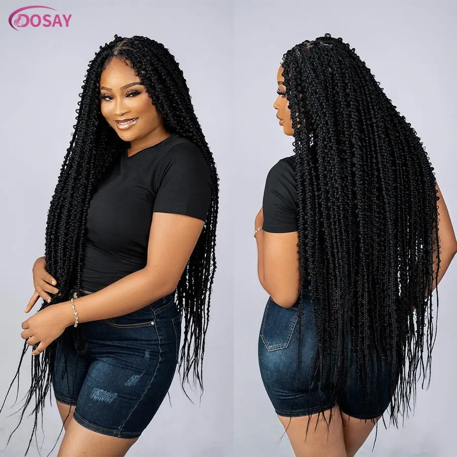 Long 38 36Inch Synthetic Braided Wigs Butterfly Cornrow Full Lace Wigs With Baby Hair Knotless Box Braiding Wigs For Black Women