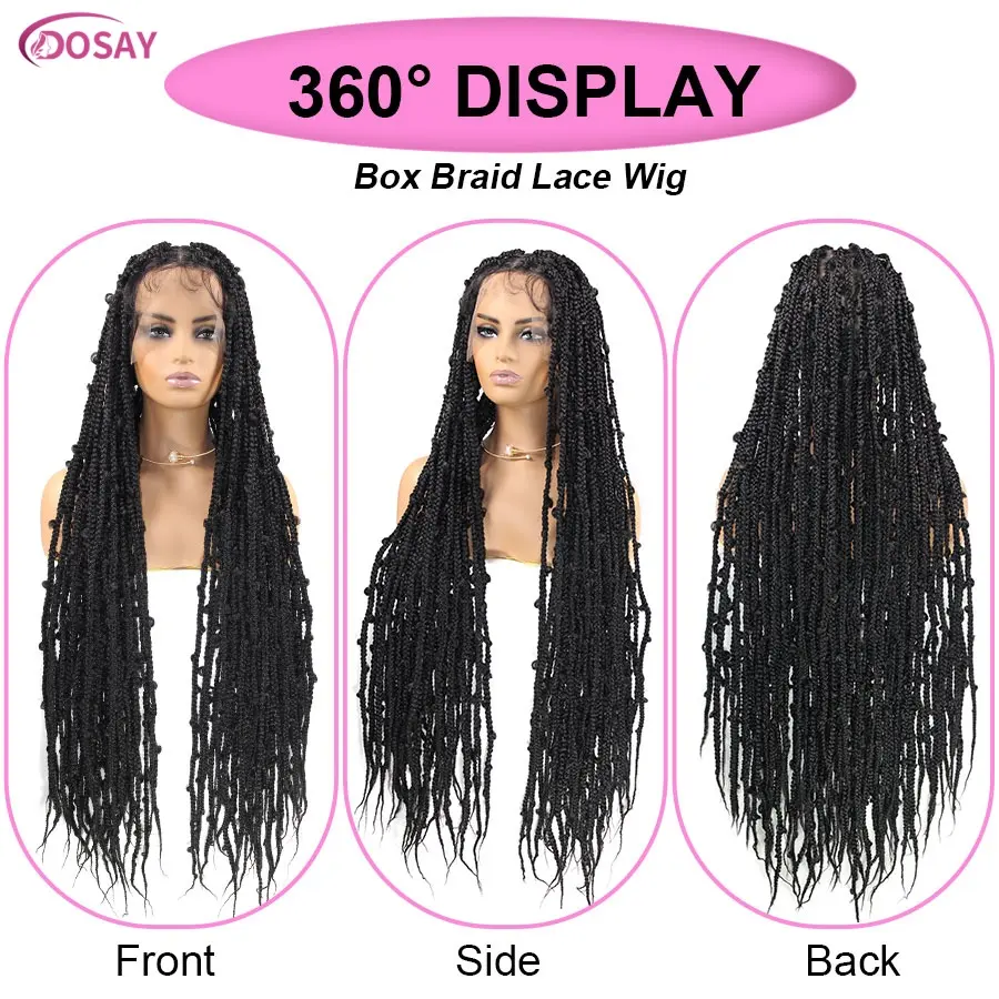 Long 38 36Inch Synthetic Braided Wigs Butterfly Cornrow Full Lace Wigs With Baby Hair Knotless Box Braiding Wigs For Black Women