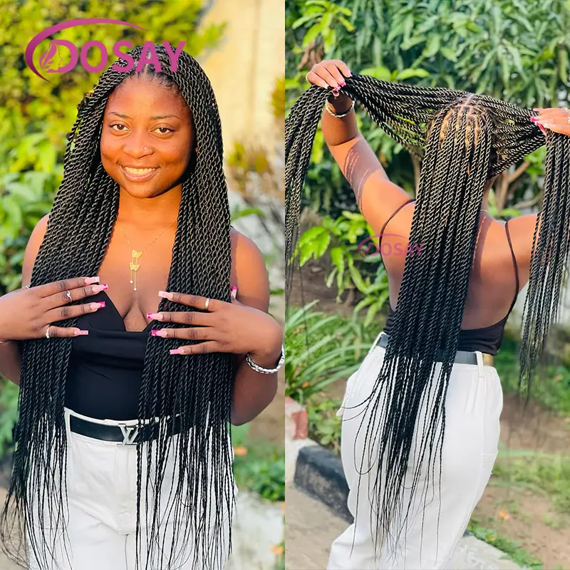 Synthetic Twist Full Lace Braided Wigs For Black Women Goddess Faux Locs Braid Wig Knotless Box Lace Front Wig African Braid Wig