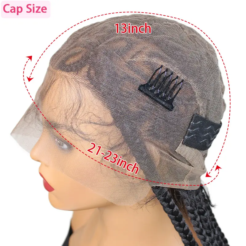 Synthetic Full Lace Wig For Women Flower Braided Wigs Knotless Butterfly Braids Wig With Baby Hair Wig Braid African 36Inch